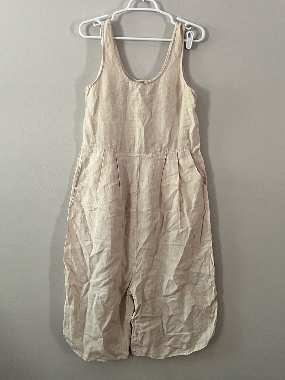 Filosofia Women’s 100% Linen Cream Natural Sam Jumpsuit Size XS